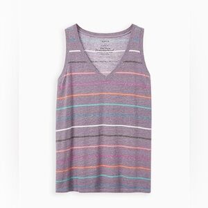 Torrid Multicolor Striped V-Neck Classic Fit Tank Top Size 0(L)